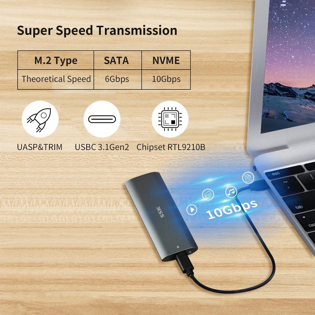 Hộp Đựng Ổ Đĩa Cứng SSD M.2 NVME SATA USB C Gen2 10Gbps PCIe NGFF SSD 2242 2260 2280 M.2 SSD