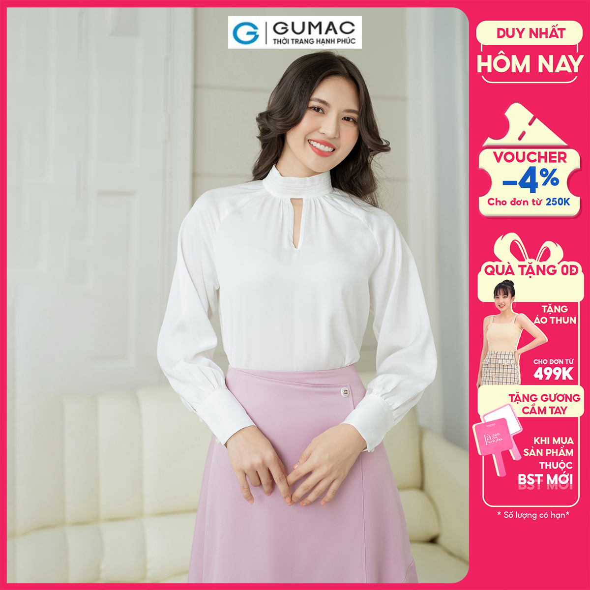 Áo kiểu cổ lọ GUMAC AD08013