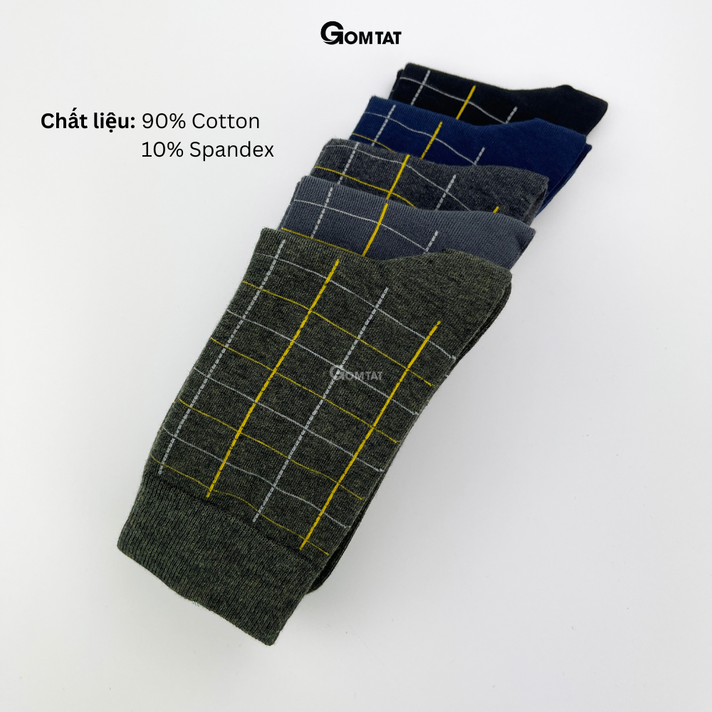 Vớ mang giày tây nam Gom Tất họa tiết caro chất liệu cotton cao cấp hút ẩm thoáng khí -GOM-TAYCARO-1DOI