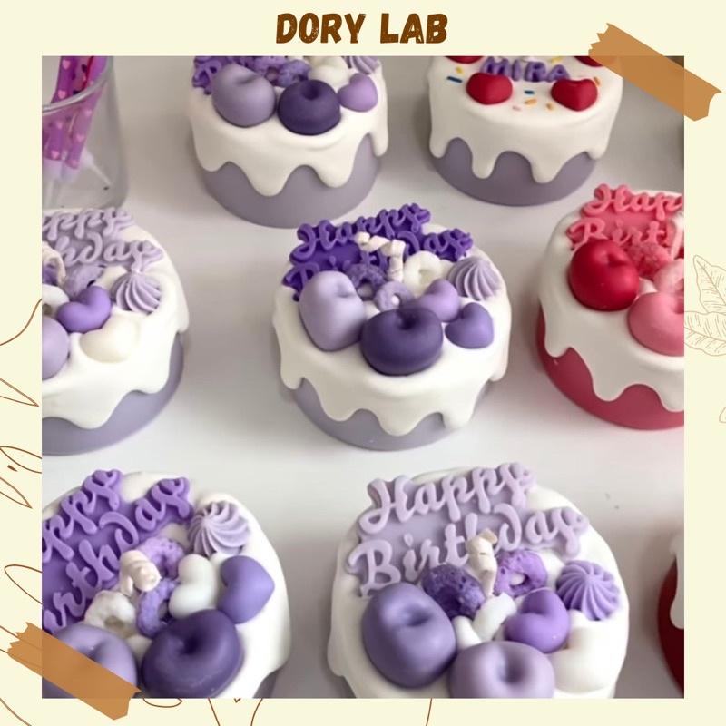 Nến Thơm Bánh Kem Trái Cây Kèm Chữ Happy Birthday - Dory Lab