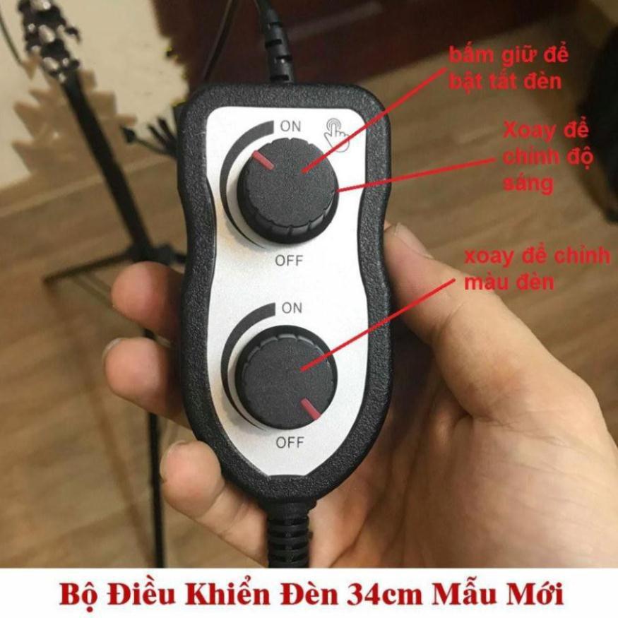 Đèn LiveStream 34cm (đầy đủ phụ kiện) .Hỗ trợ ánh sáng Chụp Ảnh, Make Up Trang Điểm. 3 Chế Độ Sáng