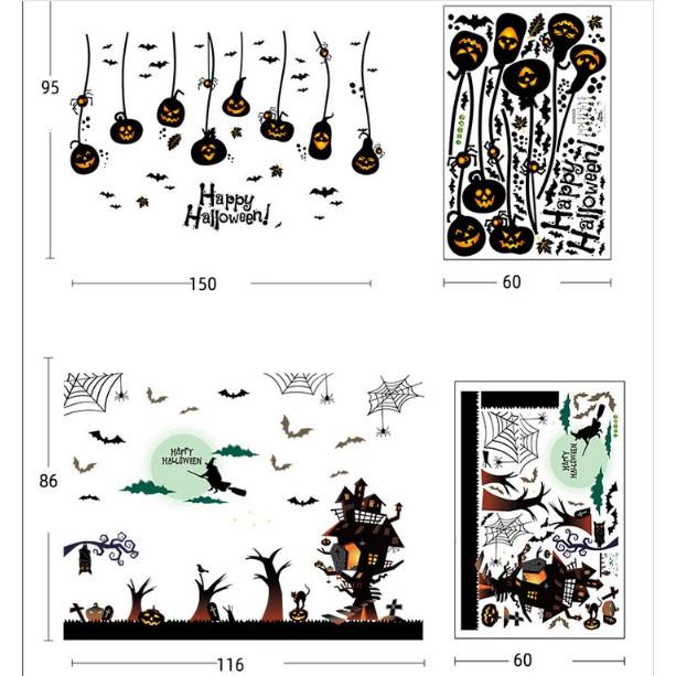 COMBO DECAL DÁN TƯỜNG - Rèm dây kết hợp Thành Phố Halloween