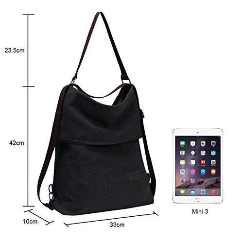 Túi đeo vai của Canva Backpack phụ nữ, túi đeo vai đa chức năng cổ điển, túi xách lớn giản dị, túi hobo cho chuyến tham quan trường văn phòng hàng ngày - màu xám đen