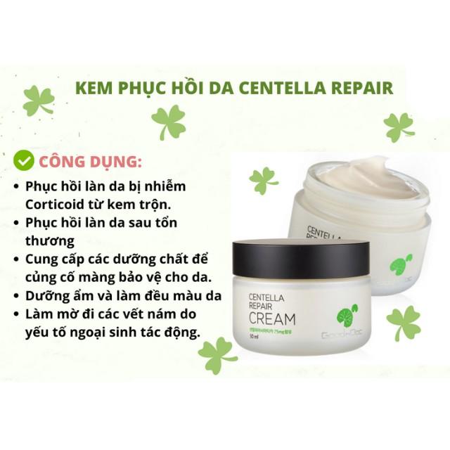 CÔNG TY - Bộ Kem Rau Má GoodnDoc Centella Repair Cream+Serum Dưỡng Ẩm Phục Hồi Giảm Thâm Nám Trắng Sáng Da Chống Lão Hóa