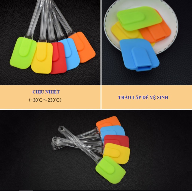 Bộ Cây Vét Nhào Trộn Bột Và Cọ Quét Dầu Bơ Làm Bánh Thịt Nướng Silicone [Tặng Móc Dán Tường Treo Cọ/Cây Nhào Bột] - Màu Ngẫu Nhiên