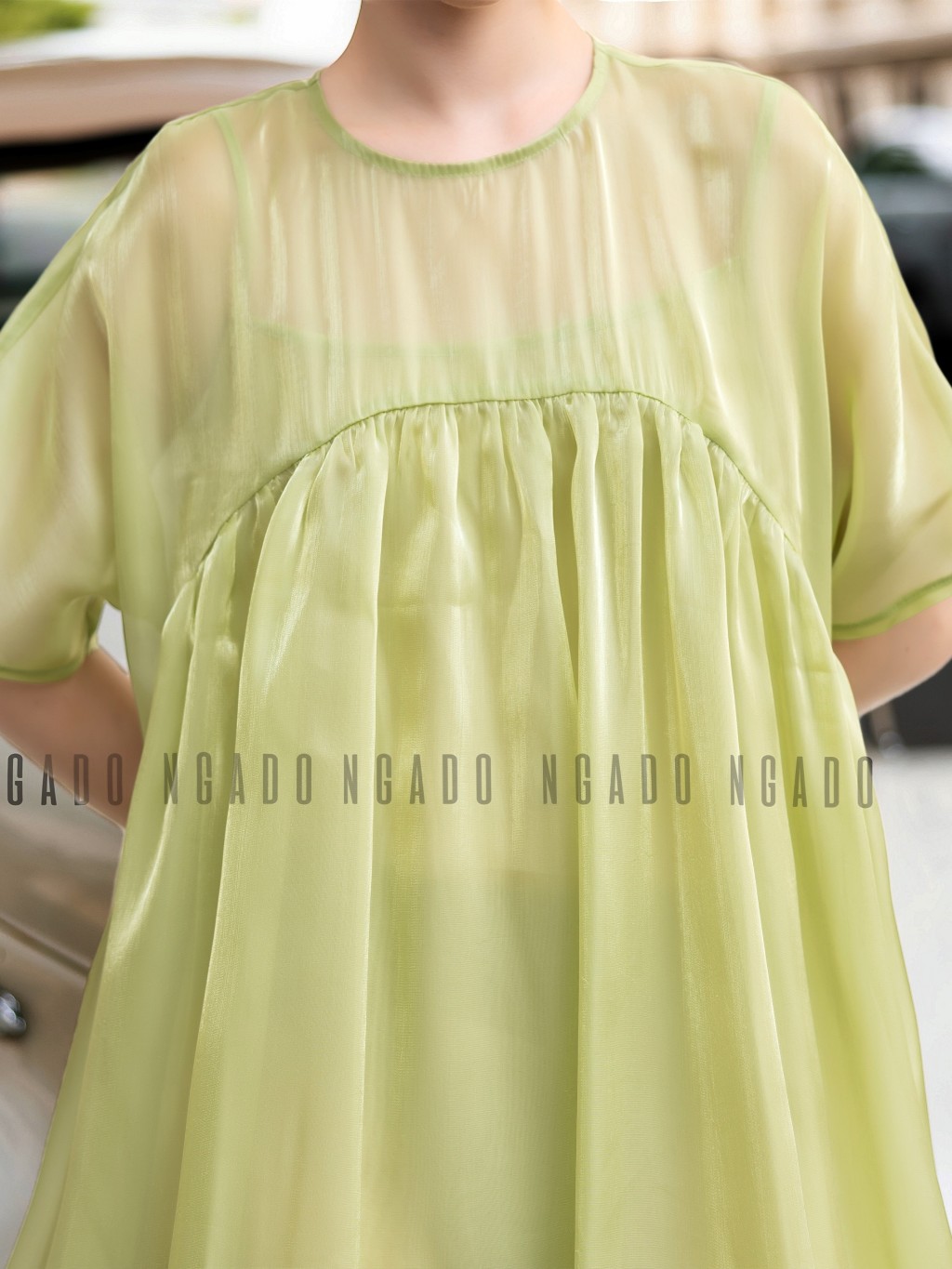 Đầm babydoll xanh đậu NGADO, Đầm suông, Đầm phom rộng, Đầm xòe, Đầm voan tơ thiết kế