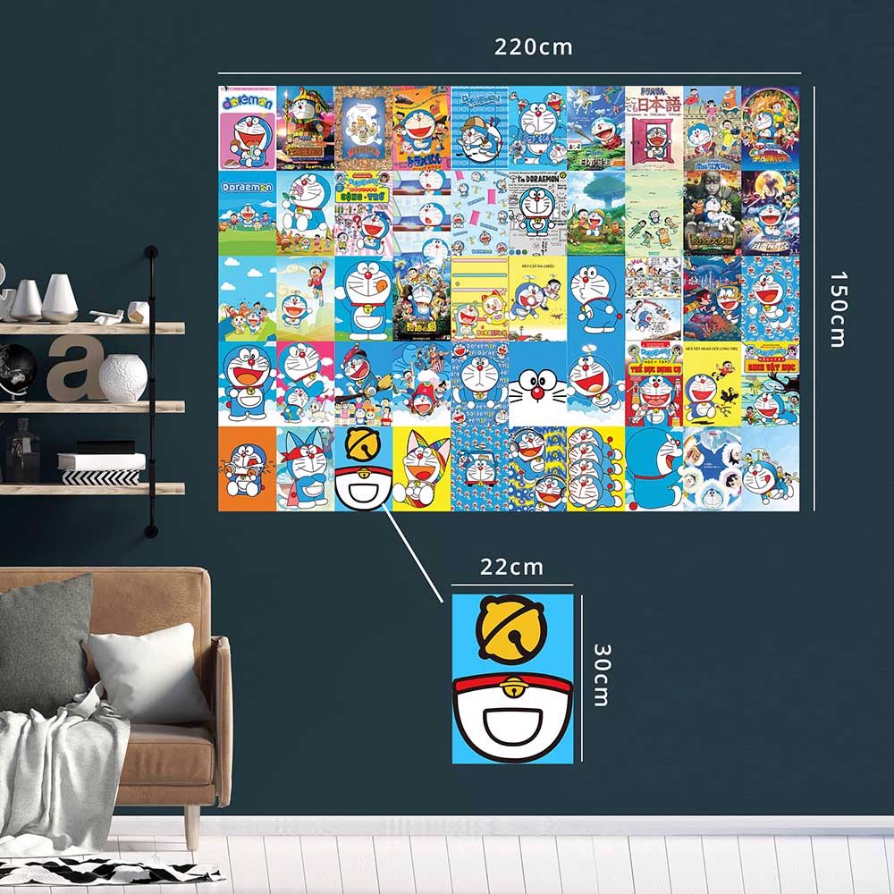 DORAEMON - Set 50 tấm 22x30cm decal dán tường trang trí decor quán nhà cửa chủ đề Hoạt hình Doraemon