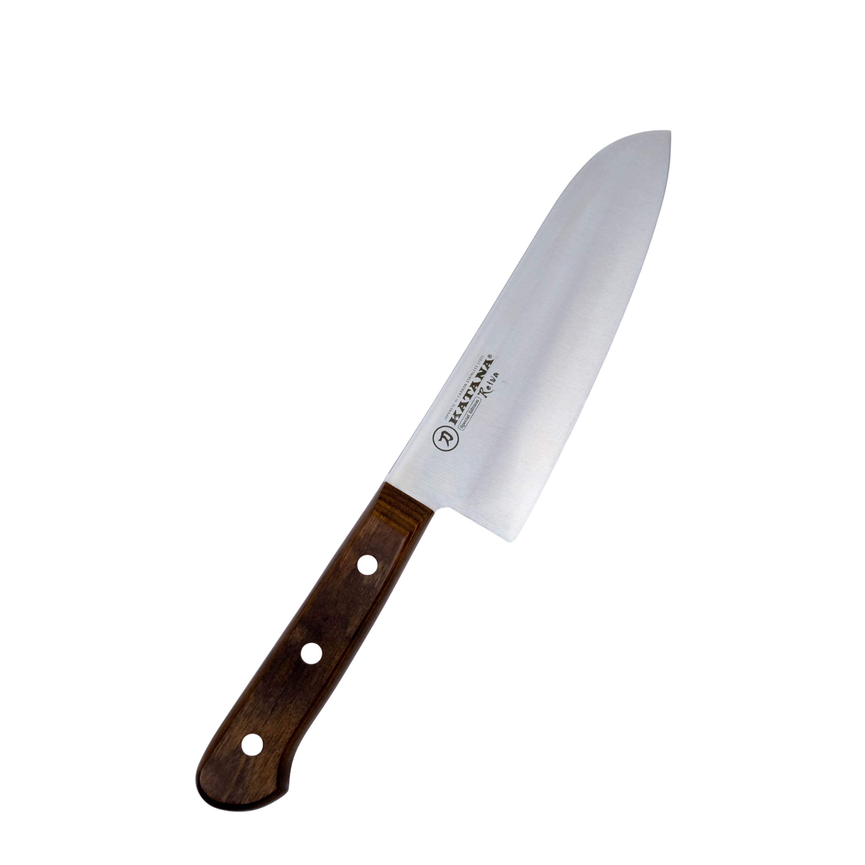 Dao bếp cao cấp KATANA REIWA Santoku 18cm cán gỗ, thép chống gỉ độ cứng 53HRC - dao thái thịt, dao làm bếp cao cấp thương hiệu Việt Nam