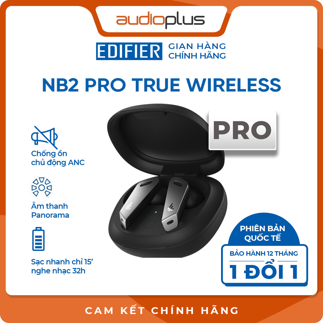 EDIFIER NB2 PRO Tai nghe bluetooth chống ồn chủ động ANC - Âm thanh toàn cảnh Paranomic Surround Sound - Game mode - Bản quốc tế - Hàng chính hãng