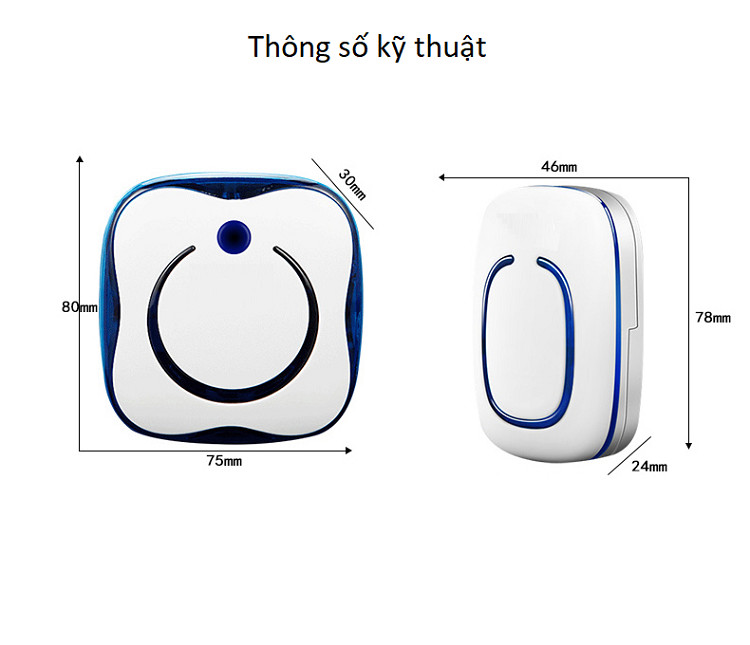 Bộ chuông đôi không dây, chống nước thông minh truyền tín hiệu xa, kiểu dáng sang trọng cao cấp 9809 (Tặng dèn led mini cắm cổng USB- giao màu ngẫu nhiên)