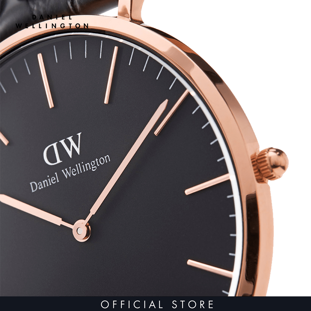 Đồng hồ Nam, Nữ Daniel Wellington dây vải nato - Classic Roselyn mặt đen - vỏ vàng hồng