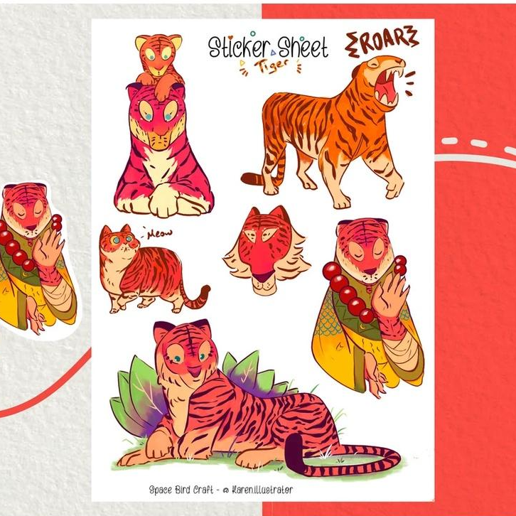 Sticker sheet tiger - chuyên dán, trang trí sổ nhật kí, sổ tay | Bullet journal sticker - unim002