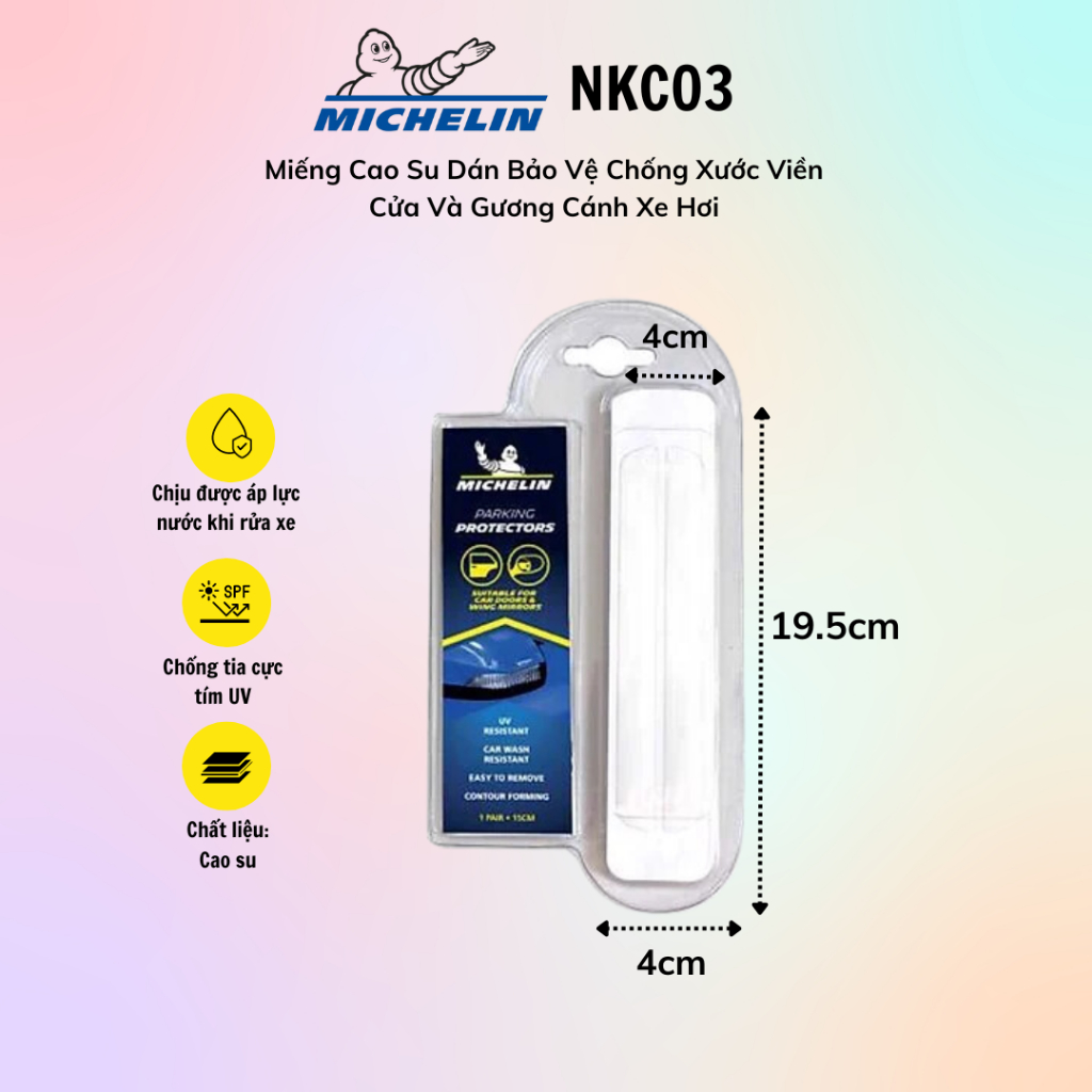 Miếng Cao Su Dán Bảo Vệ Chống Xước Cảng Xe Trước & Sau/Viền cửa & gương cánh xe hơi Michelin