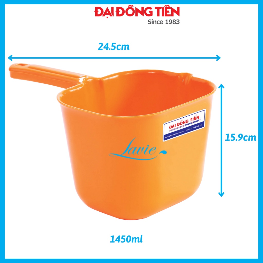 Ca nhựa múc nước phòng tắm cán dài 1450ml KT  24.5 x 15.9 x 13.2 cm Đại Đồng Tiến tiện tích gia đình