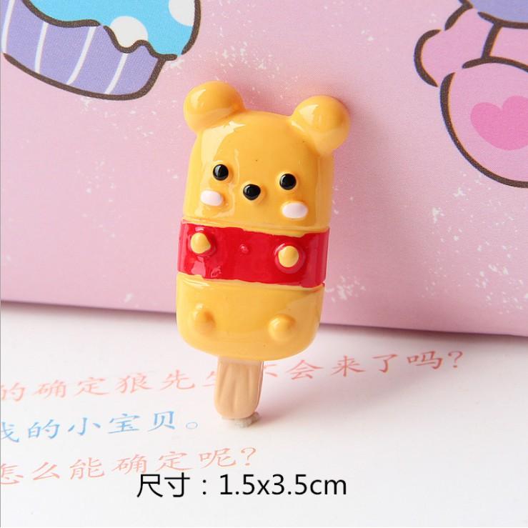 Chuyên Charm * Charm các mẫu kem que nhân vật hoạt hình Pikachu, Totoro, Brown Bear, Pooh trang trí vỏ điện thoại, DIY