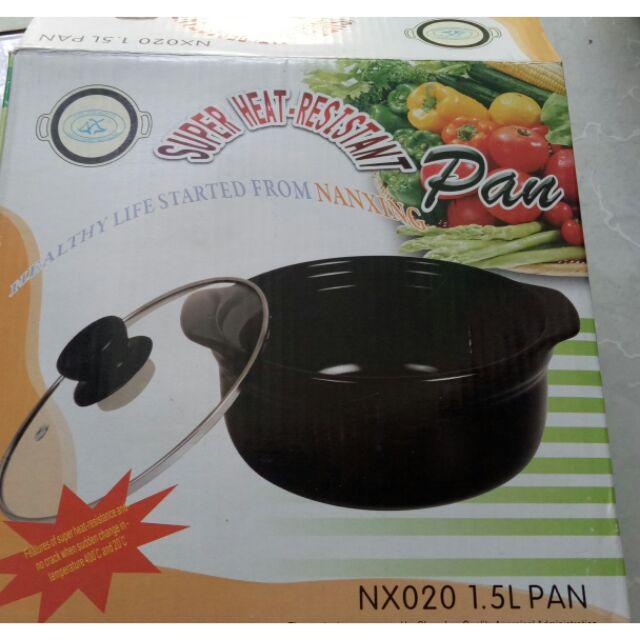Nồi đất tráng men nắp kính sâu lòng 1,5L