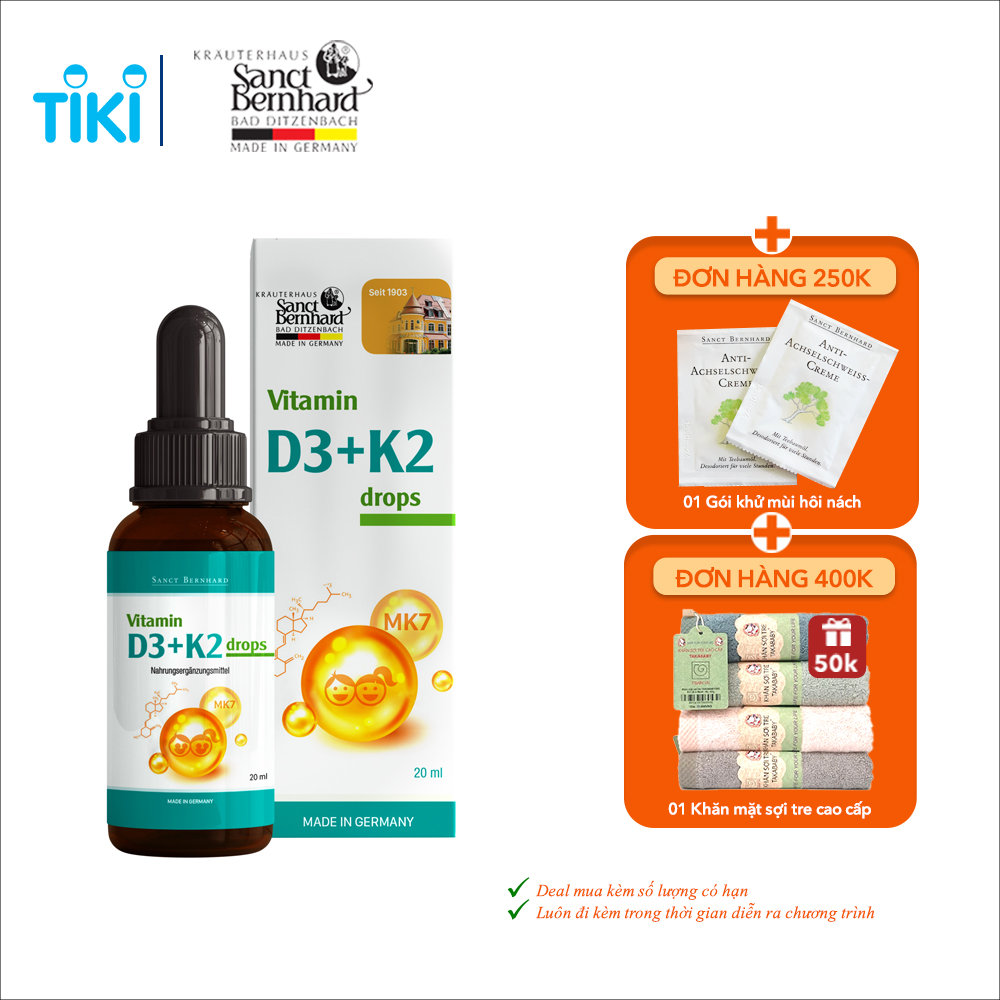 Vitamin D3 K2 MK7 Drops dạng giọt giúp bé tăng chiều cao, bổ sung canxi chống còi xương, giảm nguy cơ loãng xương ở người lớn