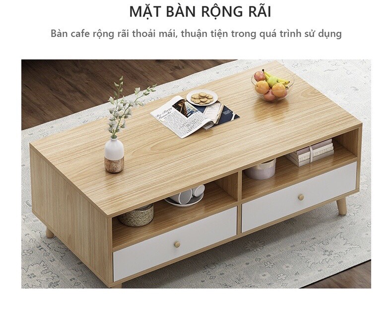 Bàn trà sofa, bàn trà để phong khách lịch sự ngăn kéo phong cách Nordic FNL169.31