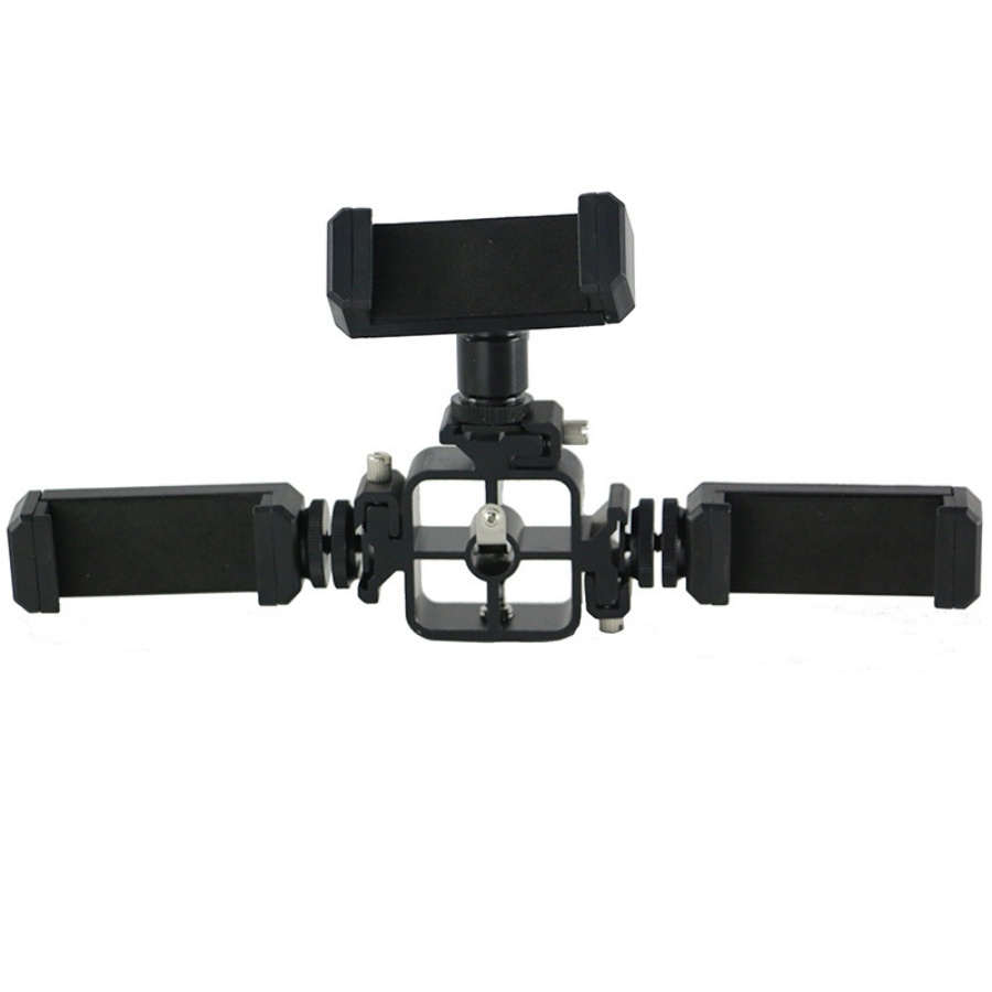 Phụ kiện giá đỡ, khung trụ gắn đến 3 điện thoại lên tripod, hỗ trợ livestream chuyên nghiệp nhiều máy cùng lúc