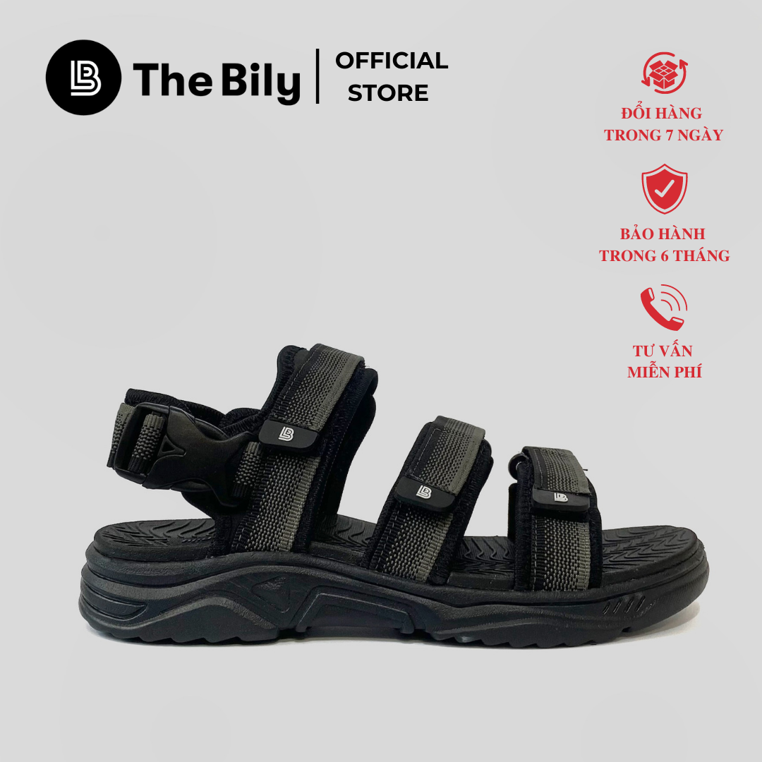 Giày Sandal Nam The Bily 3 Quai Ngang - Màu Xám Thổ Cẩm BL04
