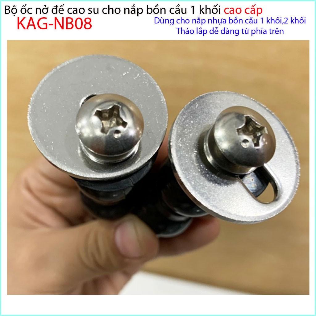 Ốc nắp cầu liền khối LInax KAG-NB08, ốc Inox gắn nắp đậy cầu American, ốc nở nắp Toto đế cao su dài dùng cho 100% chắc chắn sử dụng tốt
