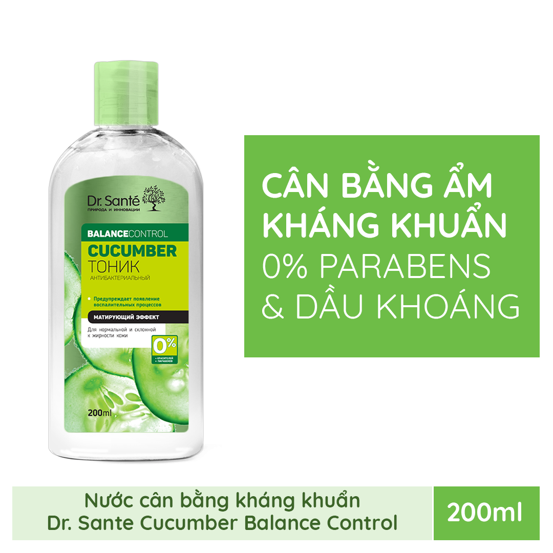 Nước cân bằng Dr.Sante Cucumber Balance Control kháng khuẩn dành cho da hỗn hợp 200ml