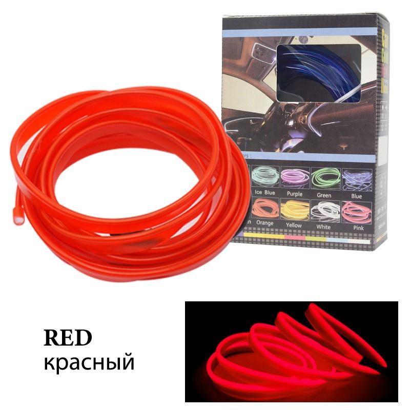 Đèn dải neon LED 5M USB linh hoạt trang trí nội thất ô tô tự làm