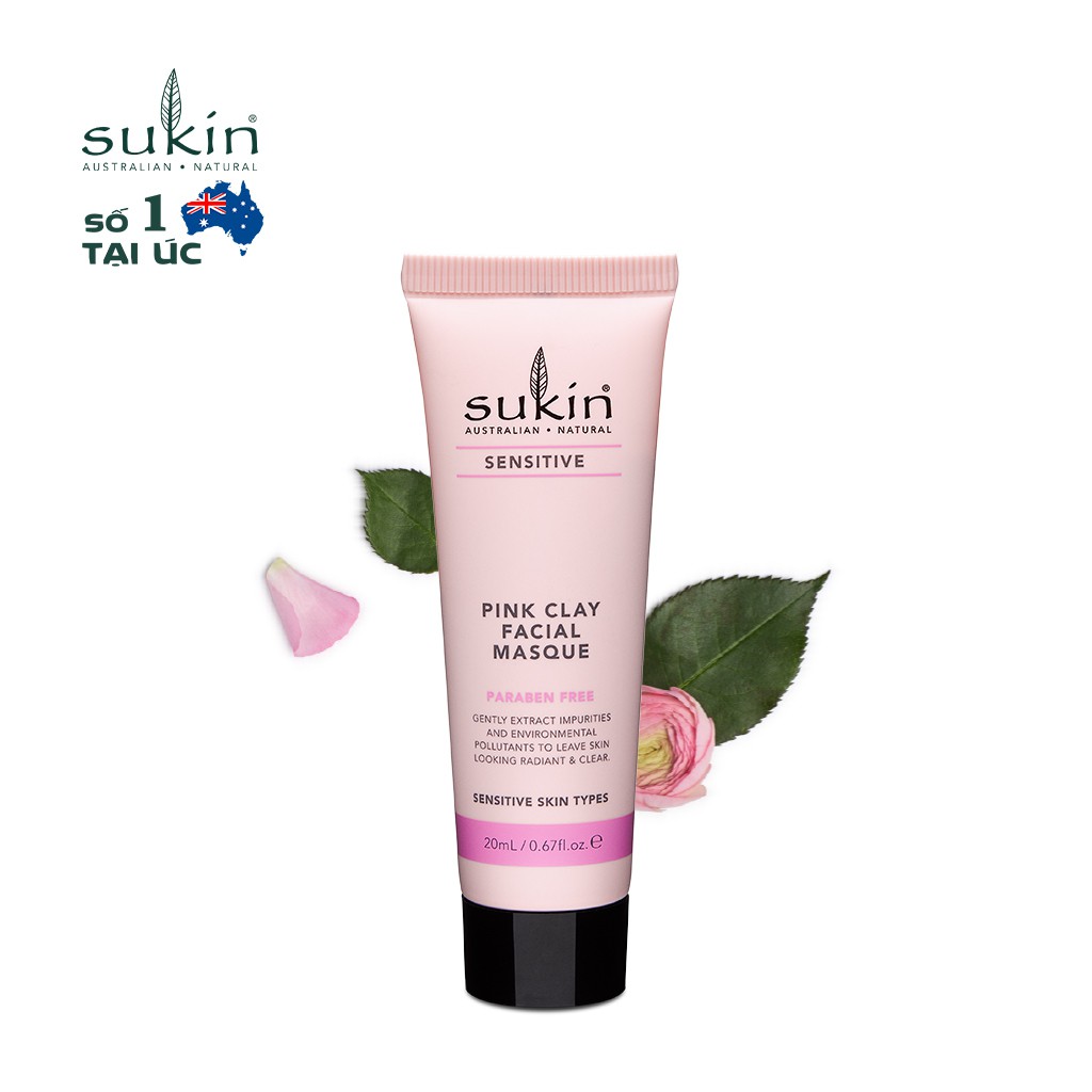 Bộ đôi tẩy tế bào chết &amp; mặt nạ hút bã nhờn thông thoáng da Sukin (Revitalising Scrub 125ml + Pink Clay Masque 20ml)