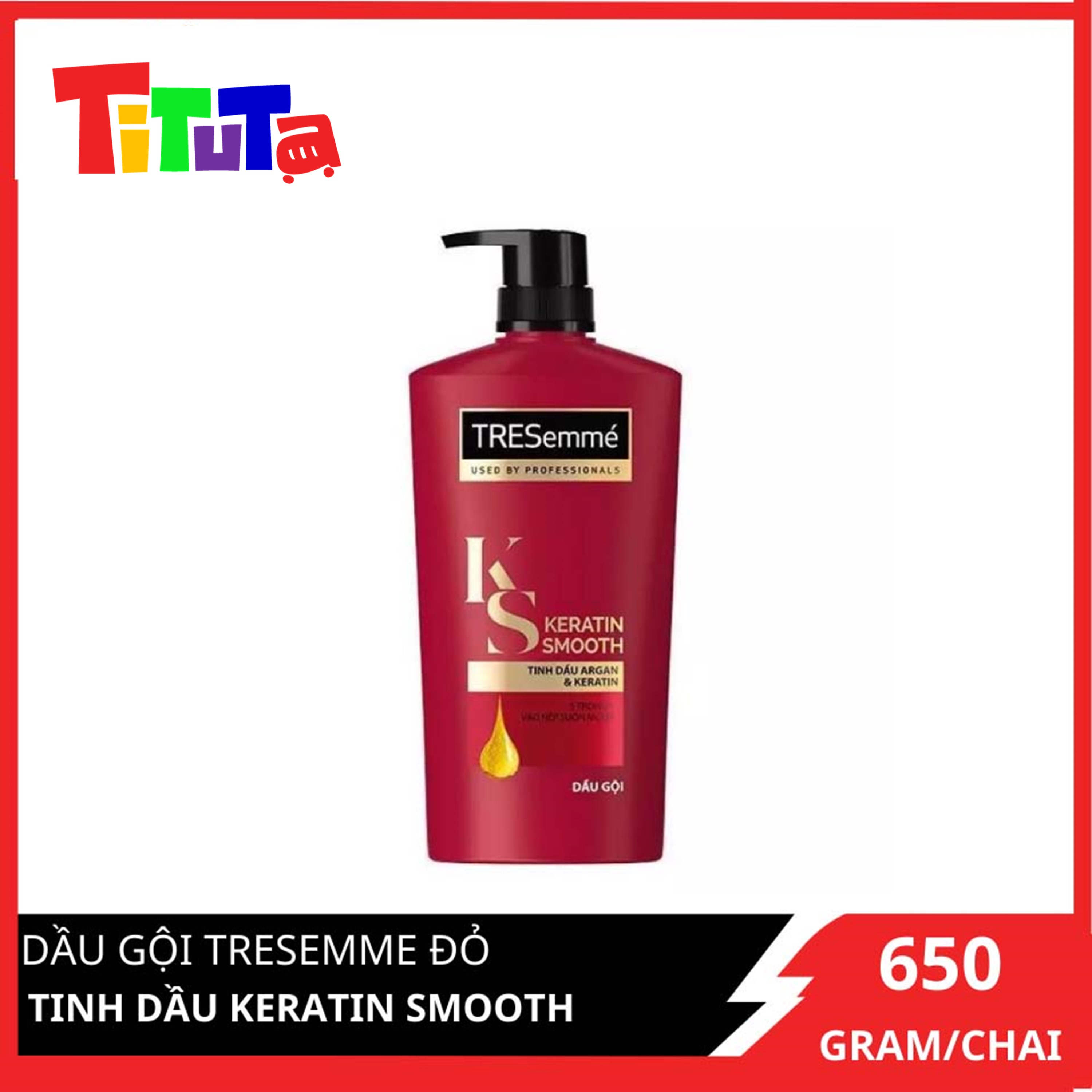 Dầu Gội Tresemmé Keratin Smooth Tinh Dầu Argan Và Keratin Vào Nếp Suôn Mượt