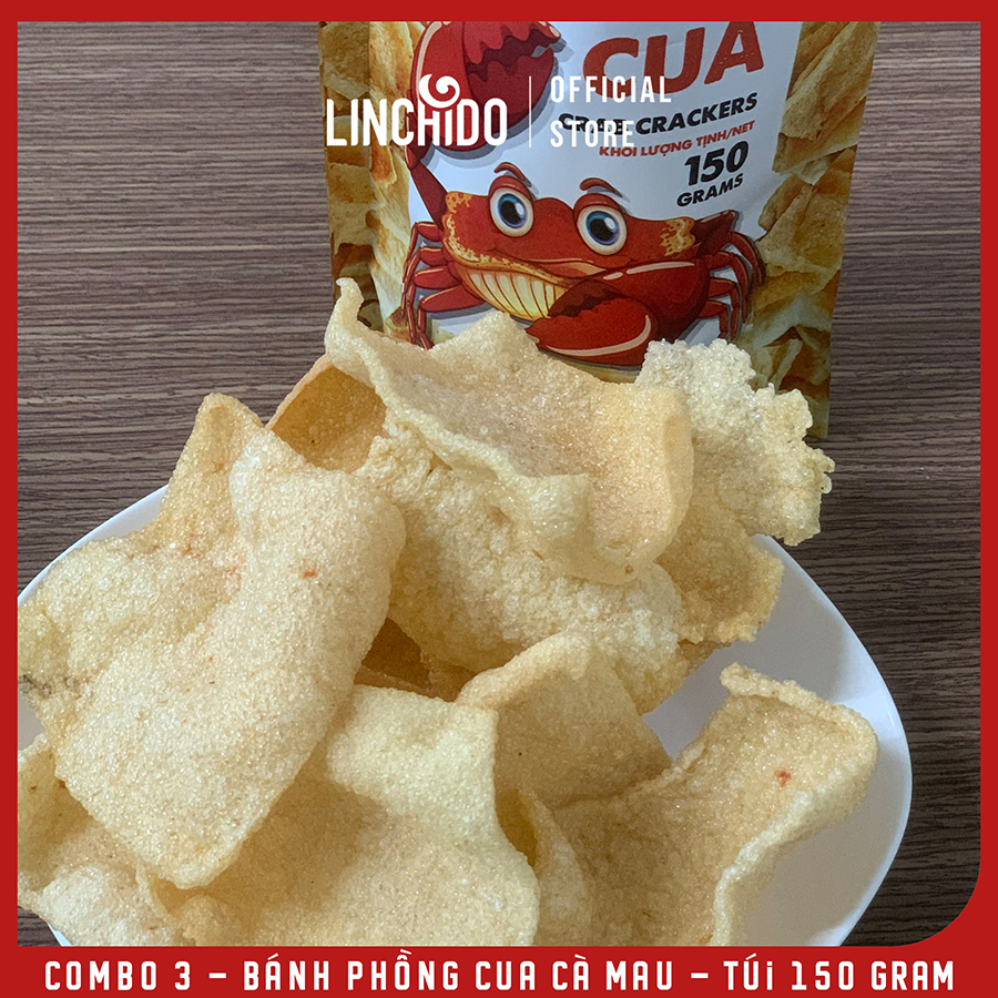 Combo 3 túi - Bánh phồng Cua Cà Mau - Túi 150 GRAM