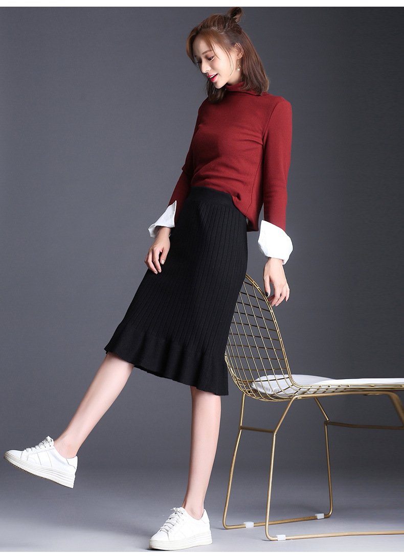 Chân váy nữ Haint Boutique ,chân váy len gân thiết kế dáng đuôi cá HB29