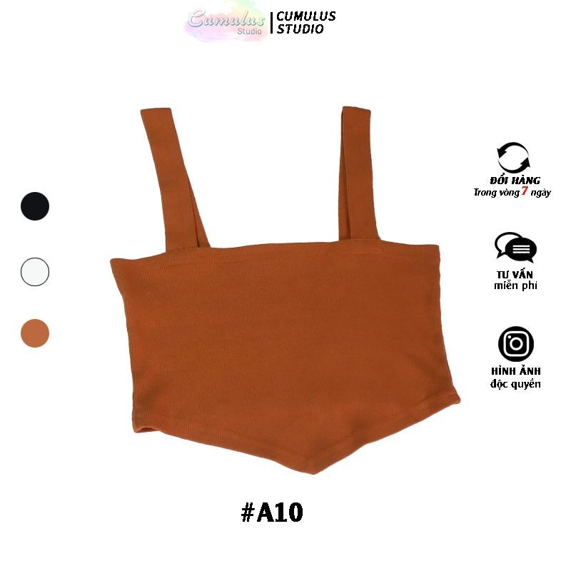 Áo croptop hai dây bản to Cumulus chất thun gân A10
