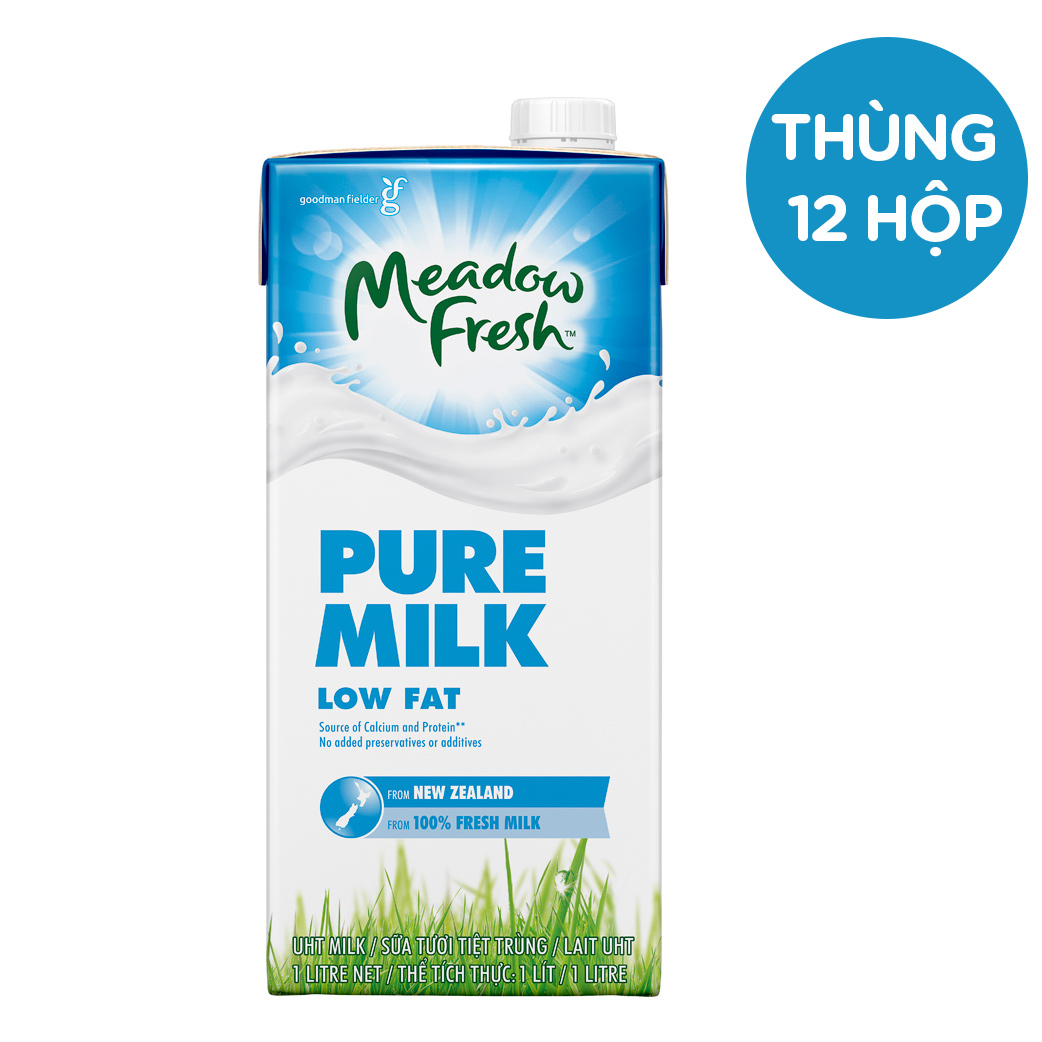 Thùng 12 hộp Sữa tươi tiệt trùng ít béo Meadow Fresh 1L