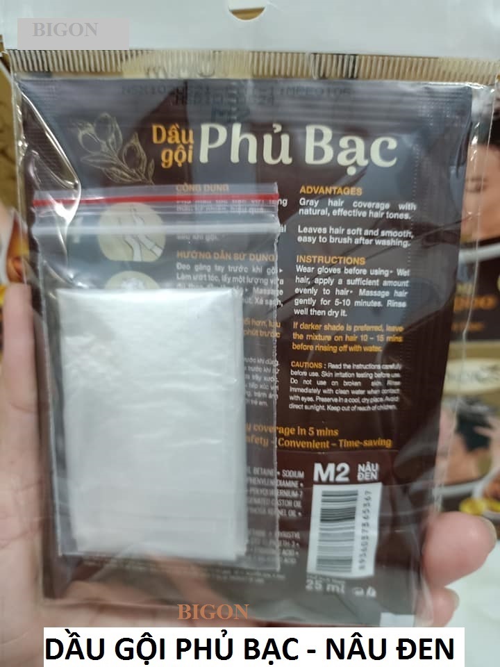 [Đủ Màu] Dầu Gội Nhuộm Tóc  Đen &amp; Nâu Phủ Bạc Siêu Dưỡng M.PROS Gói 25ml
