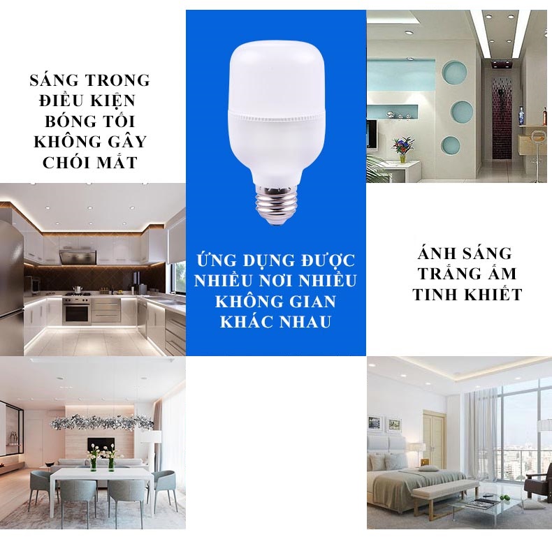 Bóng đèn led bulb trụ nhựa ánh sáng trắng cao cấp