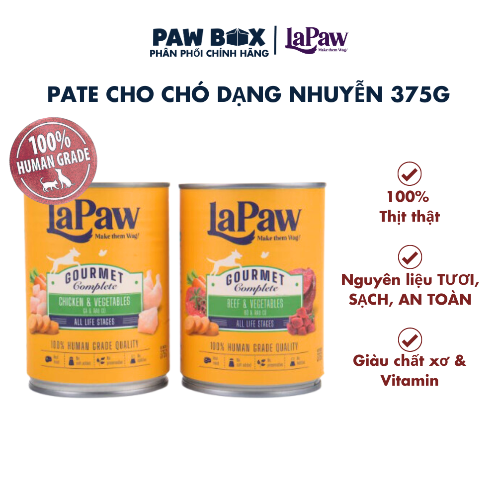 Pate cho chó - mèo laPaw Gourmet cao cấp dạng nhuyễn hộp 375g