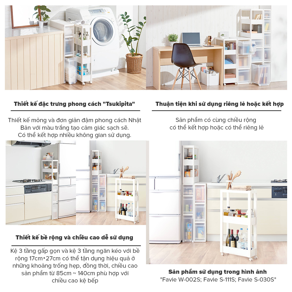 TENMA Kệ Nhựa Đựng Đồ Đa Năng 3 Tầng Wagon JAPAN QUALITY , Có Bánh Xe, Dễ Tháo Lắp, ASP45