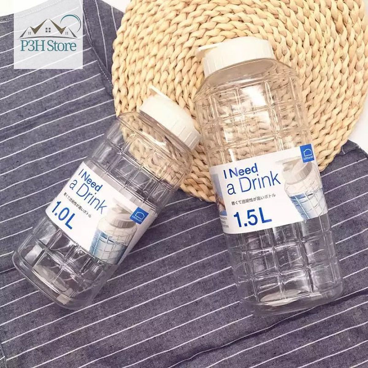 Bình đựng nước nhựa Lock&amp;Lock Chess Water Bottle 1.0L/1.5L Nắp màu trắng HAP810 HAP812 P3hstore