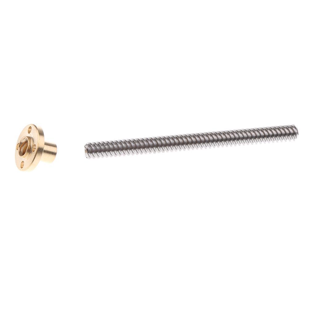 T8 8mm Dia Threaded Screw Rod+Screw Nut For 3D Printer Stepper Motor