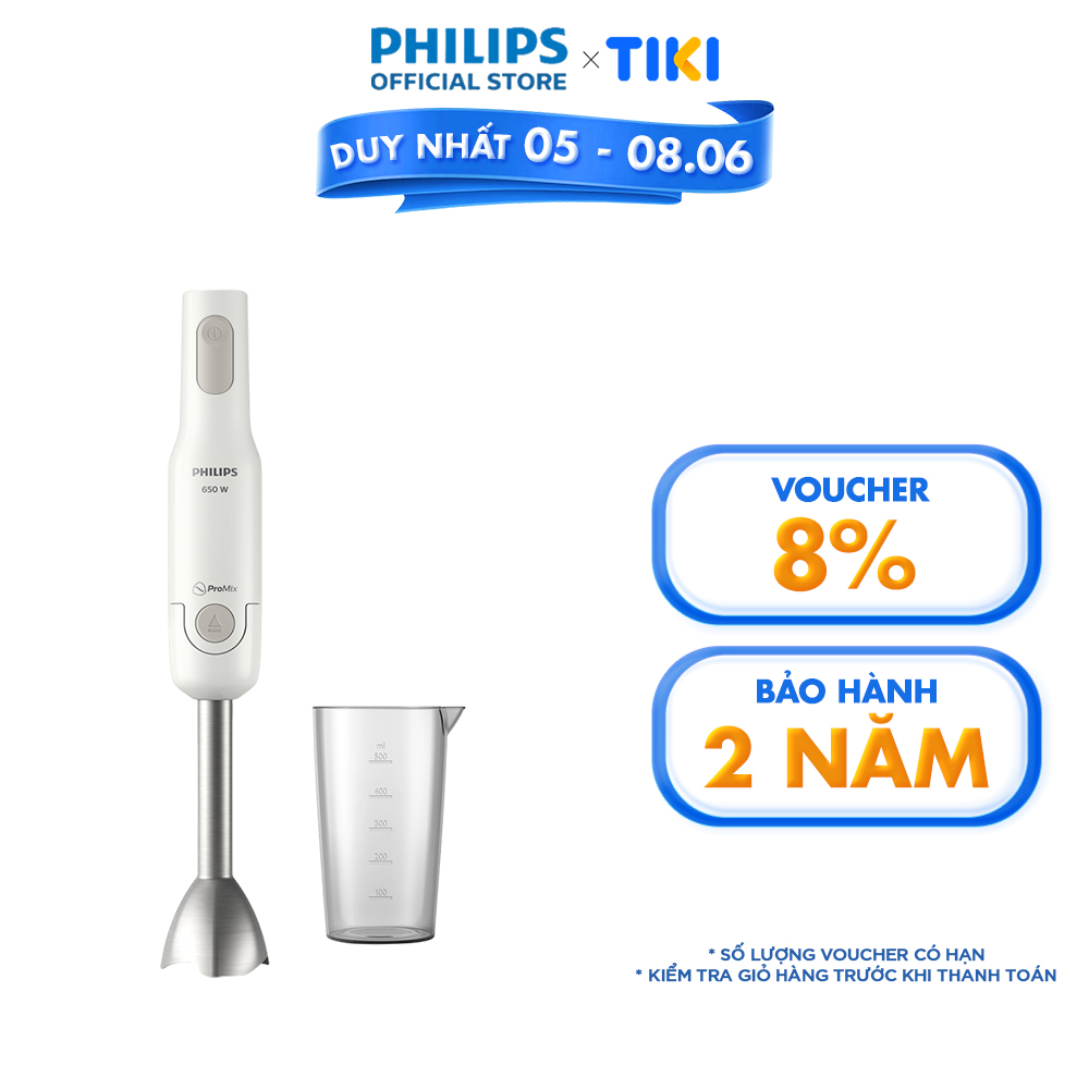 Máy Xay Cầm Tay PHILIPS Promix HR2534 650W Thanh Kim Loại - Hàng Chính Hãng