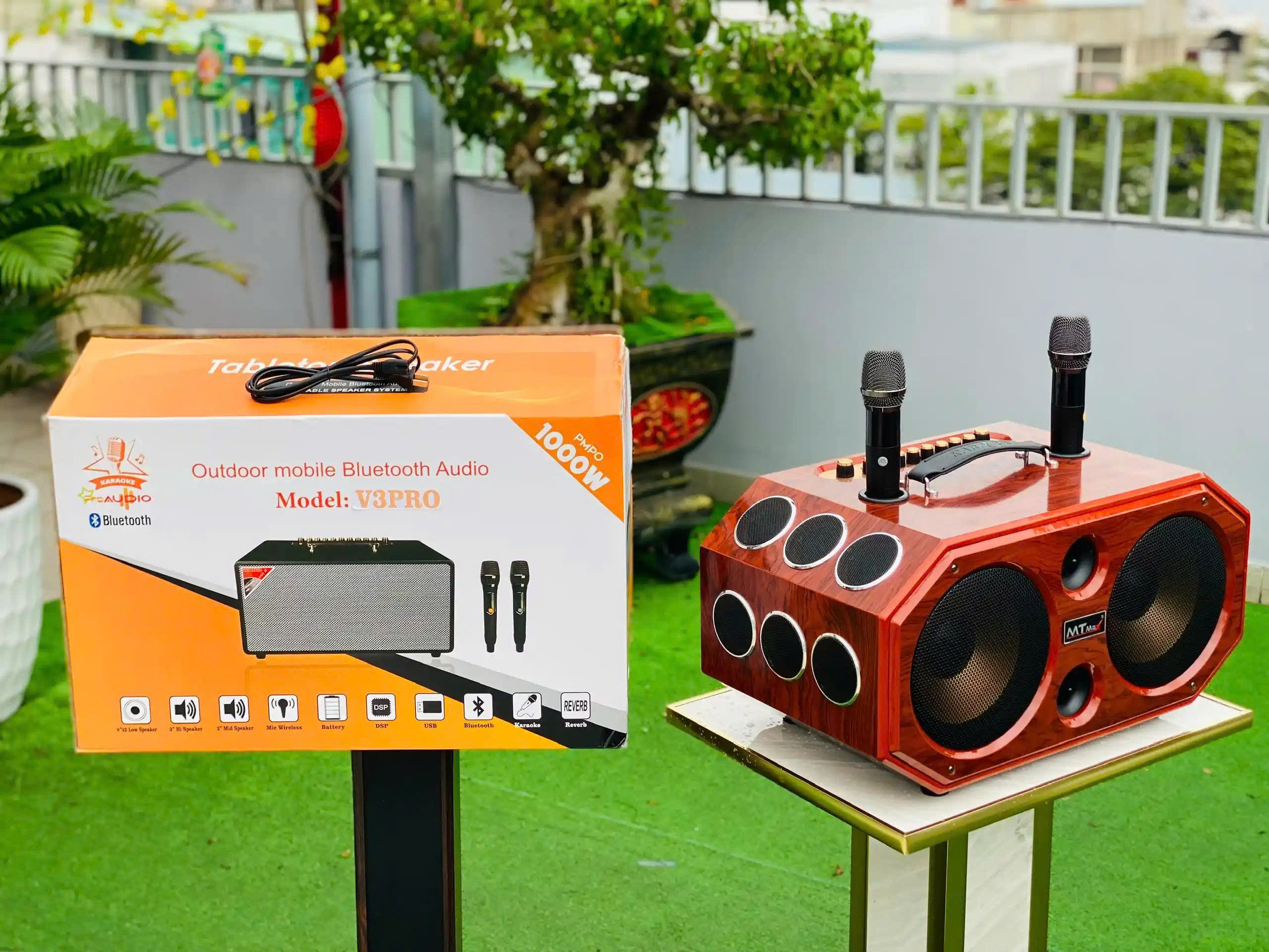 Loa Karaoke Xách Tay Cao Cấp MTMAX V3 Pro 16 Đường Tiếng, Hệ Thống Bass Đôi 20, 2 Treble, 12 Trung, Công Suất Mạnh Mẽ 350W-500W, Công Nghệ DSP Hiện Đại, Micro Không Dây Chống Hú hàng nhập khẩu