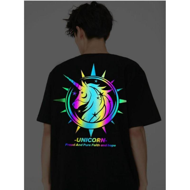 Áo thun nam , áo thun phát sáng UNICORN form rộng tay lỡ chất thun cotton dày mịn