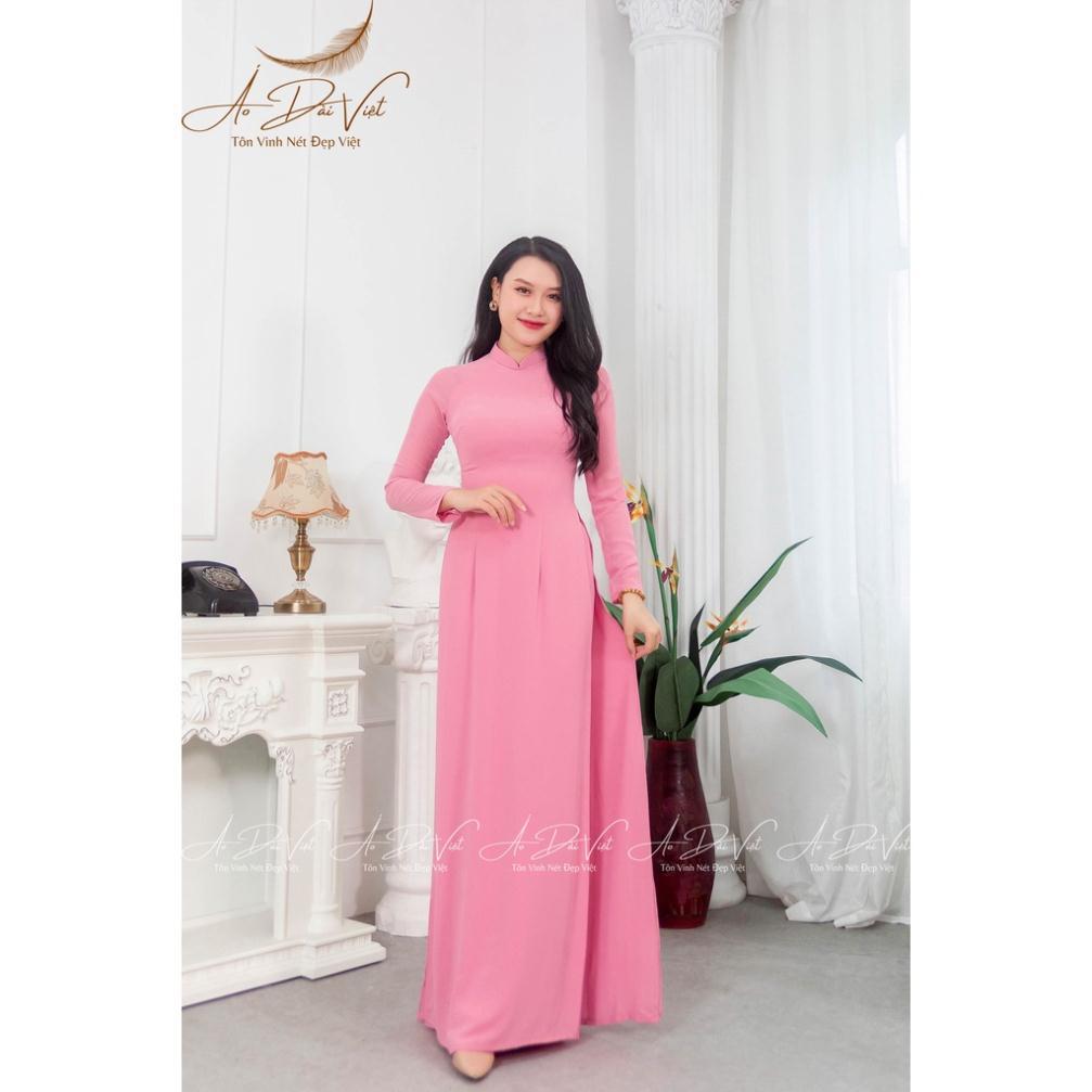 Áo Dài Màu Vỏ Đỗ Trơn 4 Tà Quần Lụa 2 Lớp Thướt Tha Áo Dài Việt may sẵn Chuẩn Phom cam kết Chất Lượng