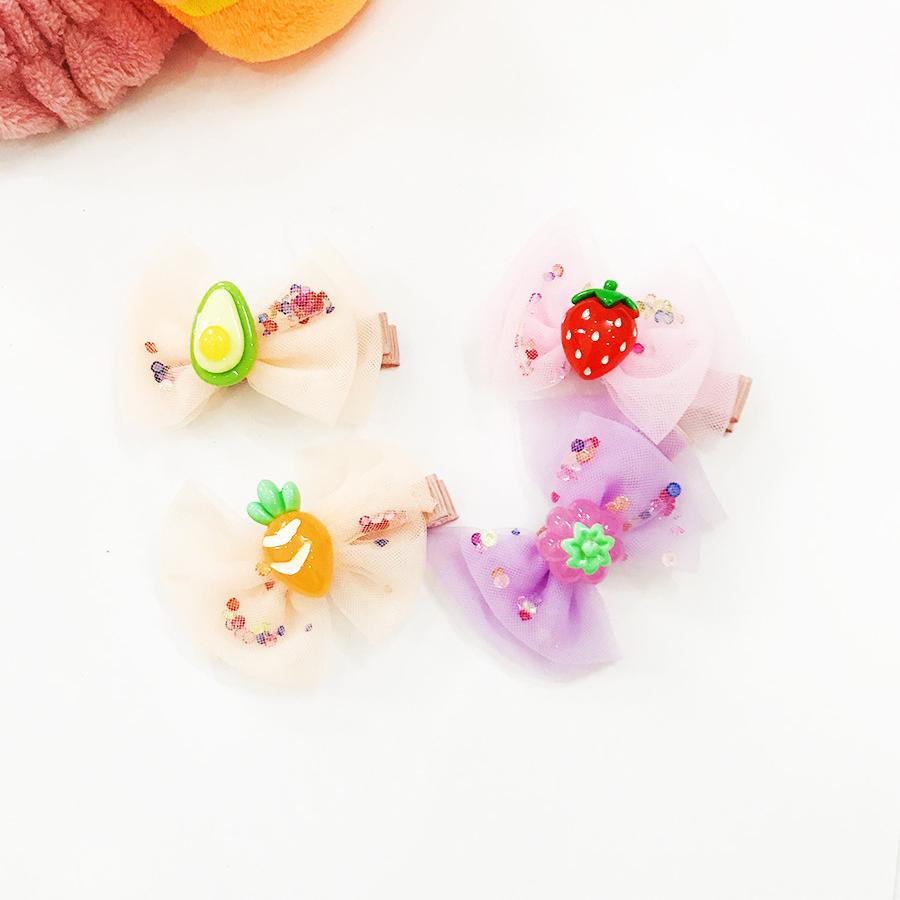 Set 4 ghim cài tóc nơ sắc màu cho bé