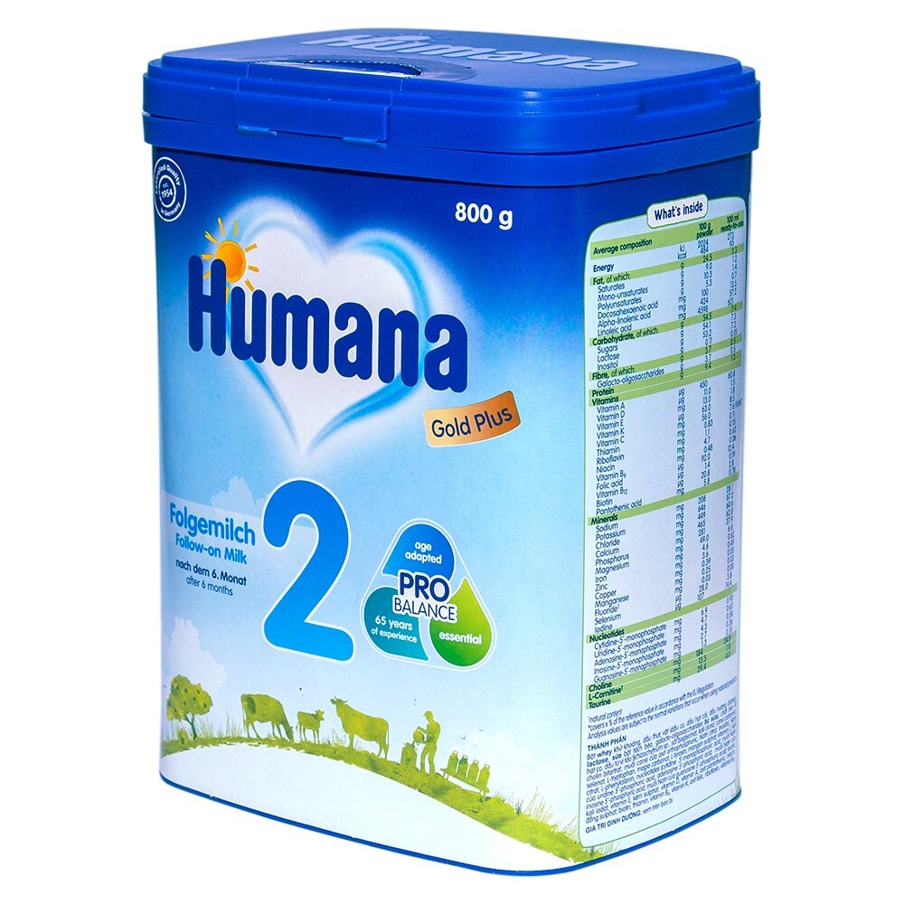 Sữa Bột Công Thức Dinh Dưỡng Dành Cho Trẻ Humana Gold Plus 2 800g - Nhập Khẩu Từ Đức - Date 04/07/2024