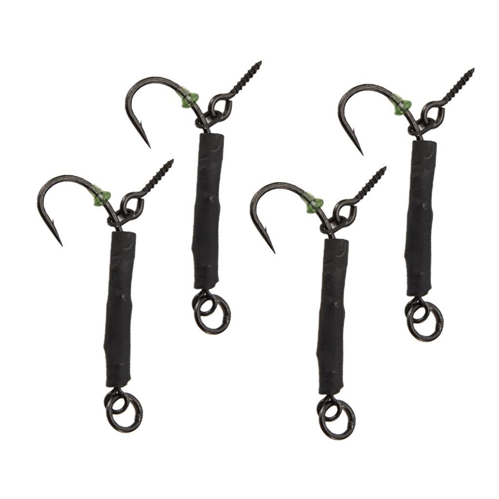 4pcs Fishing Ronnie Rigs Carp Fishing Rigs Assist Hooks 04 barbed 04