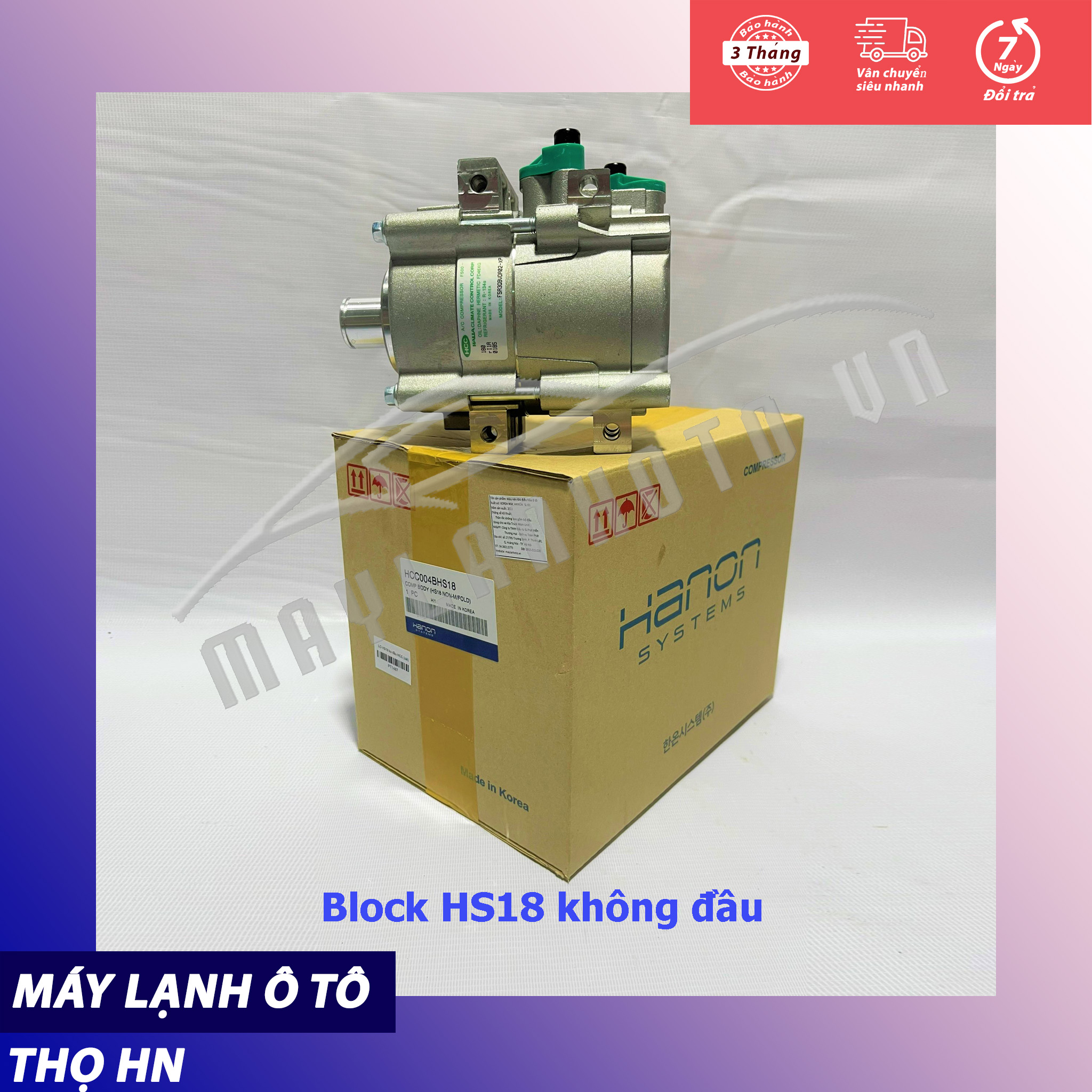 Thân Lốc điều hòa (block,máy nén) HS18 (HYD Mighty 2.5T/3.5T/15T-Starex Ford Everest Hàng xịn Hàn Quốc