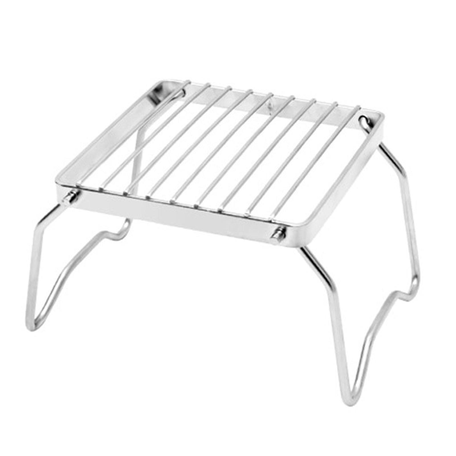 Portable Camping Grill Compact Mini Stainless Steel Campfire Charcoal Gas BBQ Grill Rack Barbeque Stove Bracket for Backpacking,Hiking,Picnic, Fishing
