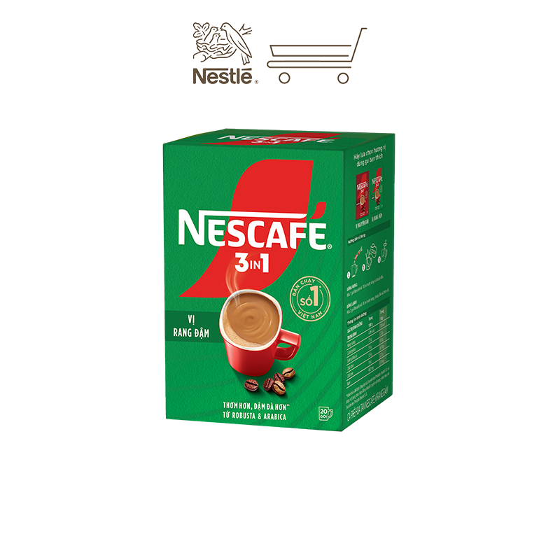 [Tặng Bộ 4 ly thủy tinh Nescafe] Combo 4 Hộp NESCAFE 3IN1 Công thức cải tiến - VỊ RANG ĐẬM Hộp 20 gói