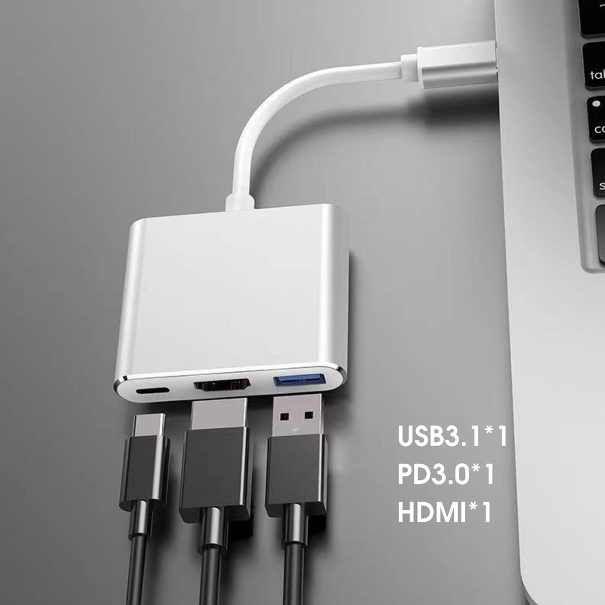 Hub chuyển đổi USB Type C 3in1 sang HDMI, USB 3.0, cổng sạc nhanh PD Type-C dành cho Laptop, Macbook, Điện thoại, Samsung Dex